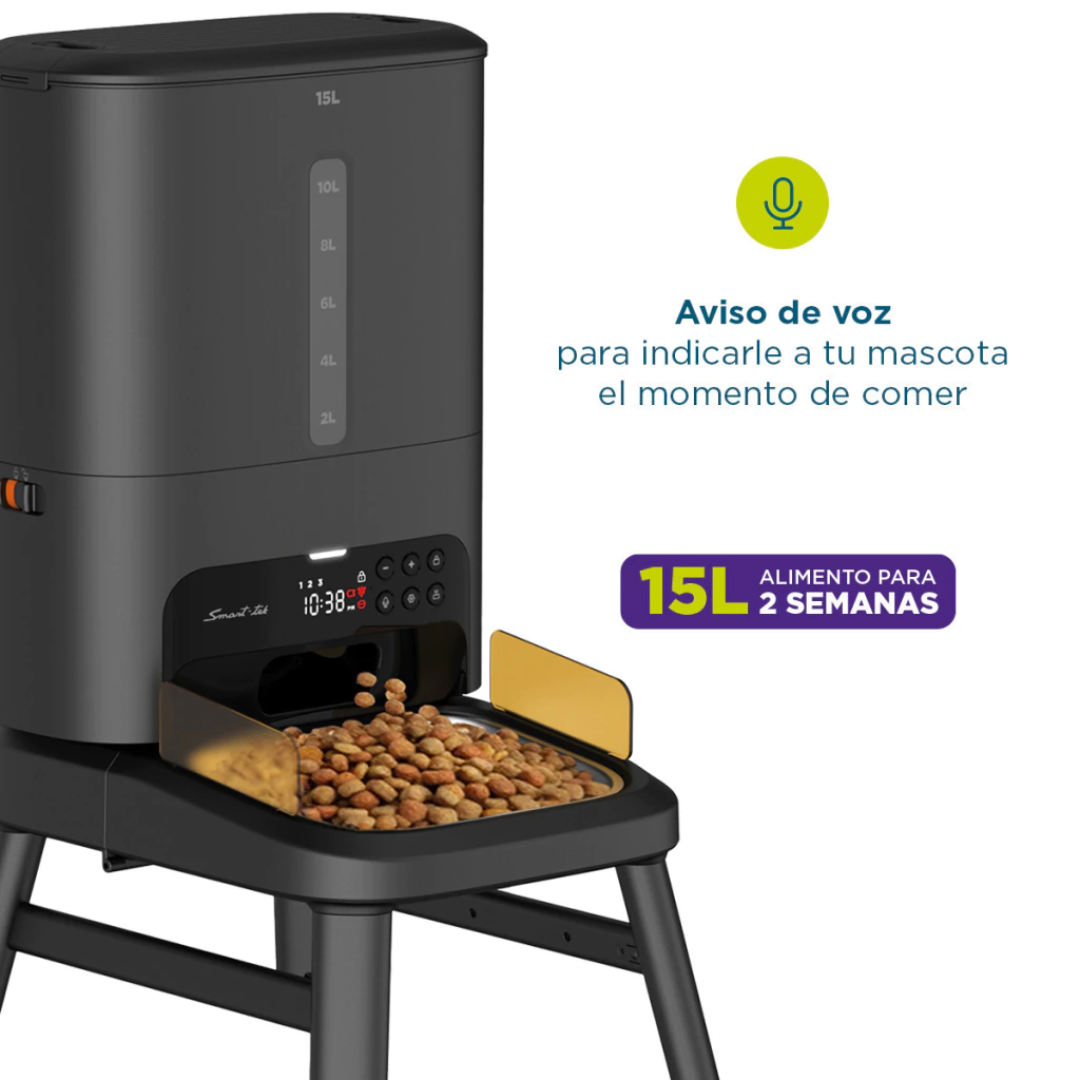 Comedero Automático Elevado Para Mascotas Mordida grande 15l Smart-tek