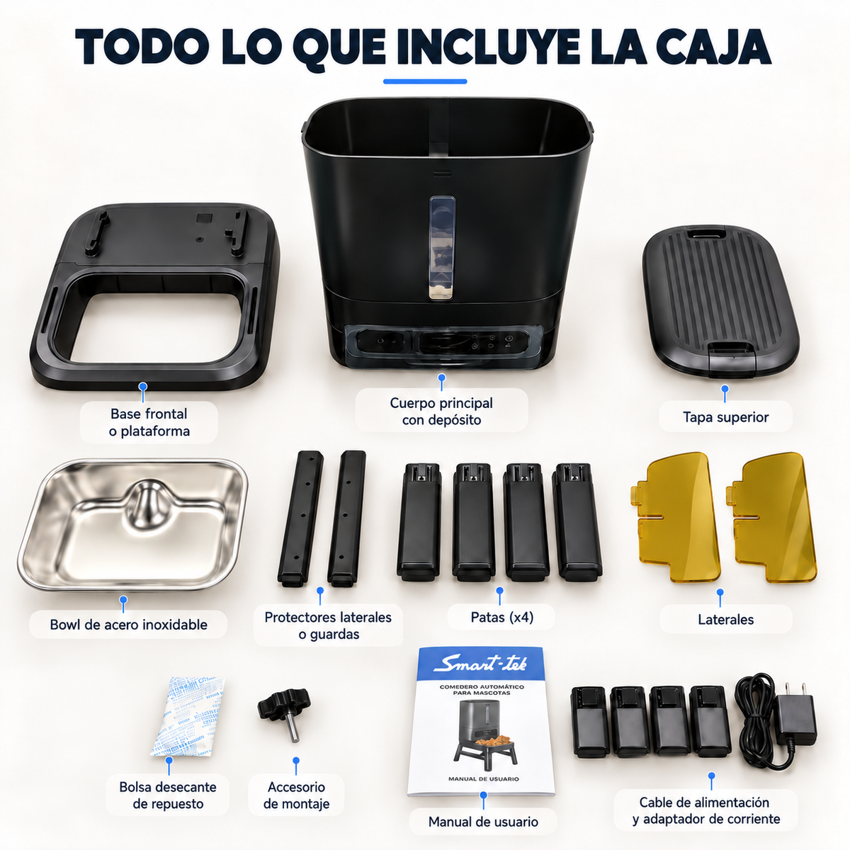 Comedero Automático Elevado Para Mascotas Mordida grande 15l Smart-tek