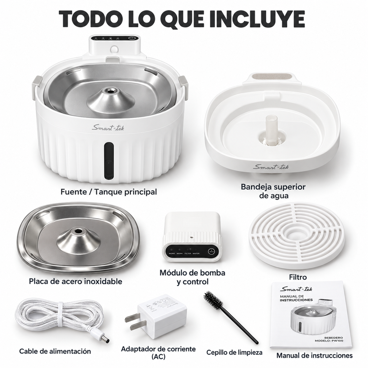 Fuente Bebedero Automático Para Mascotas Con Sensor De Movimiento 2Lts PW100