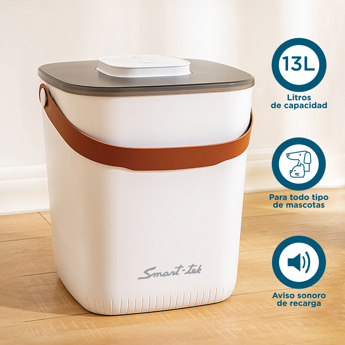 Contenedor Hermético de Alimento para Mascotas, con bomba de sellado al vacío - Blanco