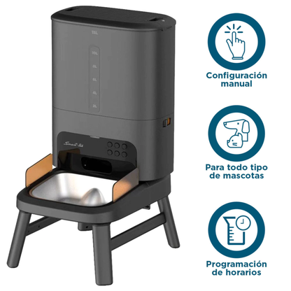 Comedero Automático Elevado Para Mascotas Mordida grande 15l Smart-tek