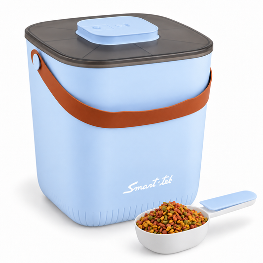 Contenedor Hermético de Alimento para Mascotas, con bomba de sellado al vacío - Celeste