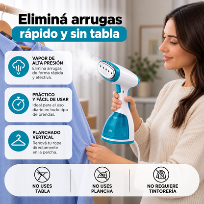 Plancha Vertical a Vapor de Mano 1000W con Caldera de Alta Presión y Accesorios GS1212