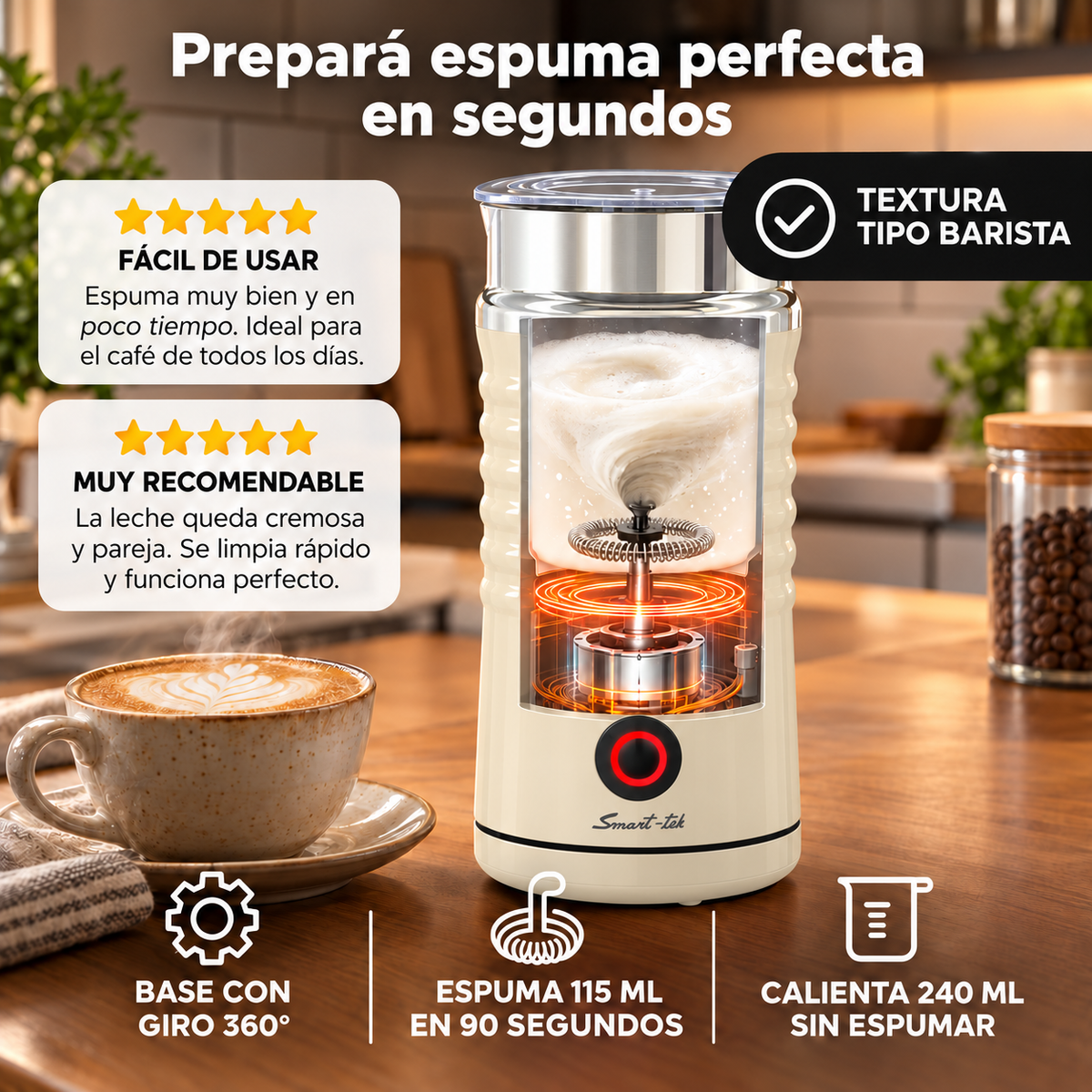 Espumador de Leche Color Vainilla