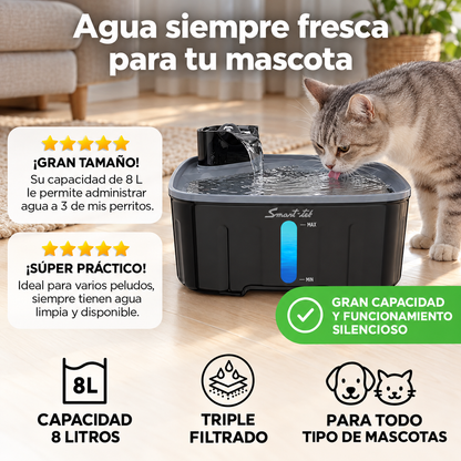 Bebedero Automático Grande Para Mascotas 8 Litros Smart-Tek