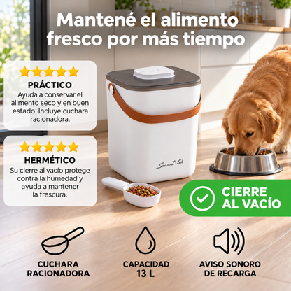 Contenedor Hermético de Alimento para Mascotas, con bomba de sellado al vacío - Blanco