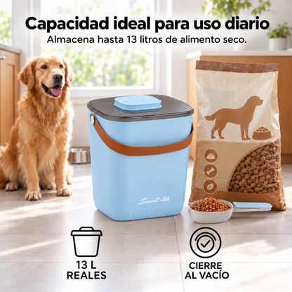 Contenedor Hermético de Alimento para Mascotas, con bomba de sellado al vacío - Celeste