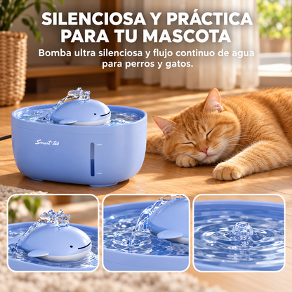 Bebedero Automatico Usb Para Mascotas 2 Litros Smart-tek Ballenita Pw30