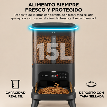 Comedero Automático Elevado Para Mascotas Mordida grande 15l Smart-tek