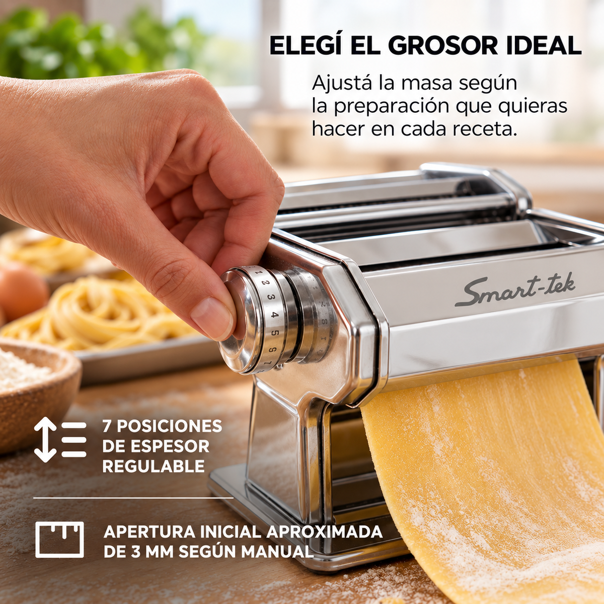 Fabrica Pastas Smart Tek + Raviolera Cortante Maquina Fideo Color Plateado