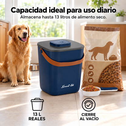 Contenedor Hermético de Alimento para Mascotas, con bomba de sellado al vacío - Azul