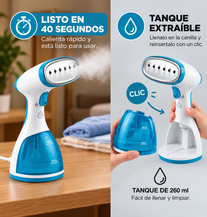 Plancha Vertical a Vapor de Mano 1000W con Caldera de Alta Presión y Accesorios GS1212