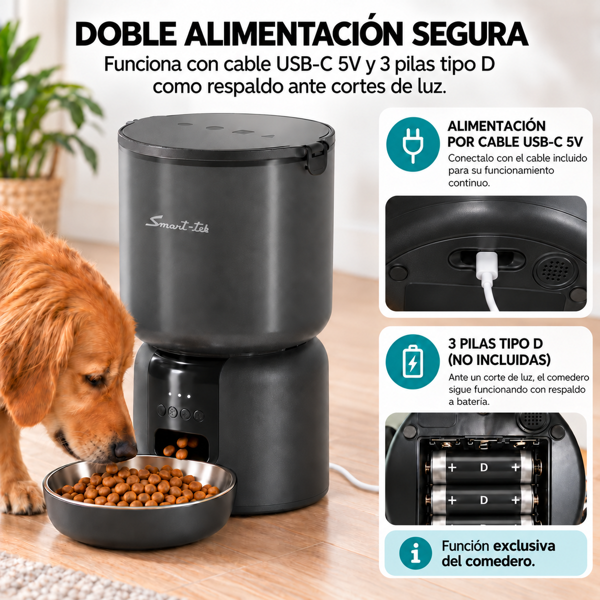 Combo Mascotas Racionador 4l + Bebedero 2,2l Automatico App