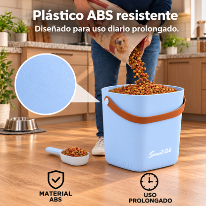 Contenedor Hermético de Alimento para Mascotas, con bomba de sellado al vacío - Celeste