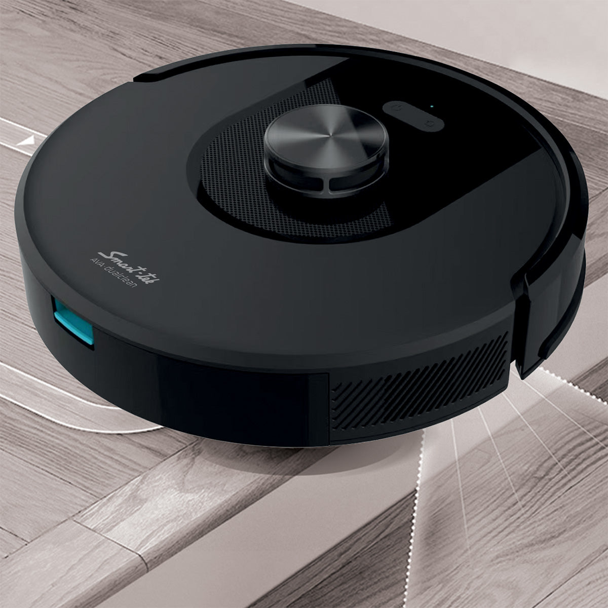 Robot Aspiradora Trapeadora 3 En 1 Smart-tek Ava Dual Clean Negro