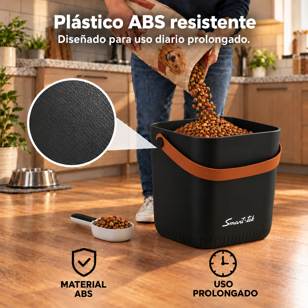 Contenedor Hermético de Alimento para Mascotas, con bomba de sellado al vacío - Negro