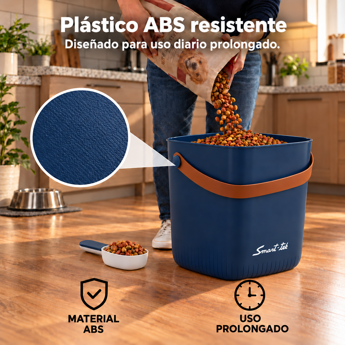 Contenedor Hermético de Alimento para Mascotas, con bomba de sellado al vacío - Azul