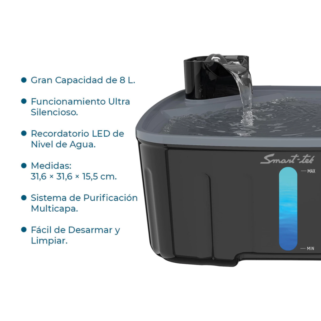 Bebedero Automático Grande Para Mascotas 8 Litros Smart-Tek