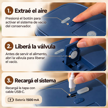 Contenedor Hermético de Alimento para Mascotas, con bomba de sellado al vacío - Azul