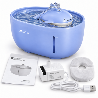 Bebedero Automatico Usb Para Mascotas 2 Litros Smart-tek Ballenita Pw30