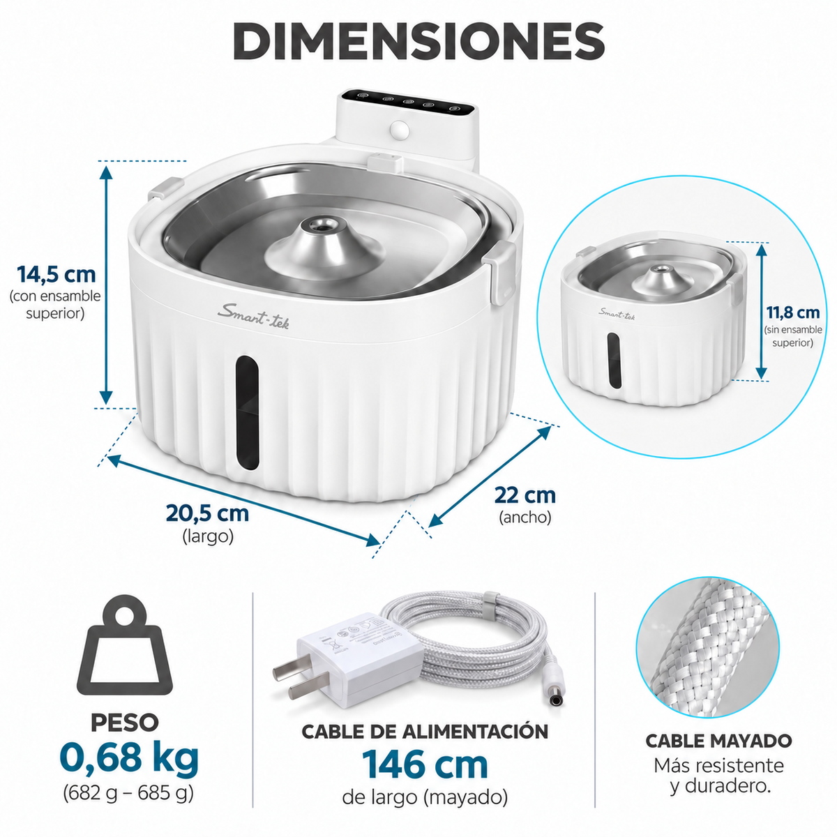 Fuente Bebedero Automático Para Mascotas Con Sensor De Movimiento 2Lts PW100