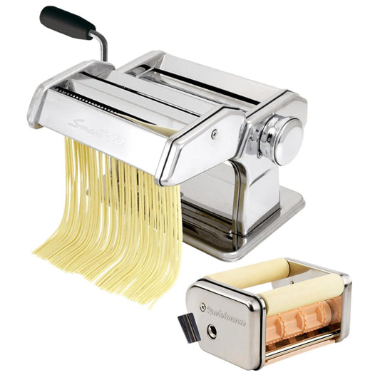 Fabrica Pastas Smart Tek + Raviolera Cortante Maquina Fideo Color Plateado