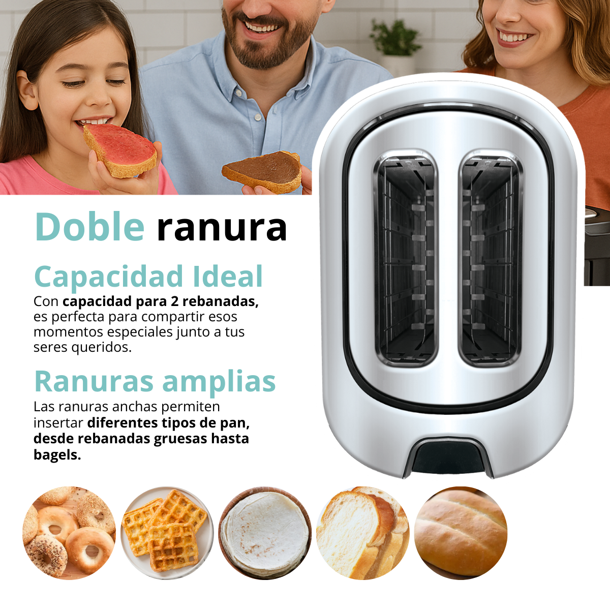Tostador De Pan 2 Rebanadas 1000w 7 Niveles de potencia Sd2041