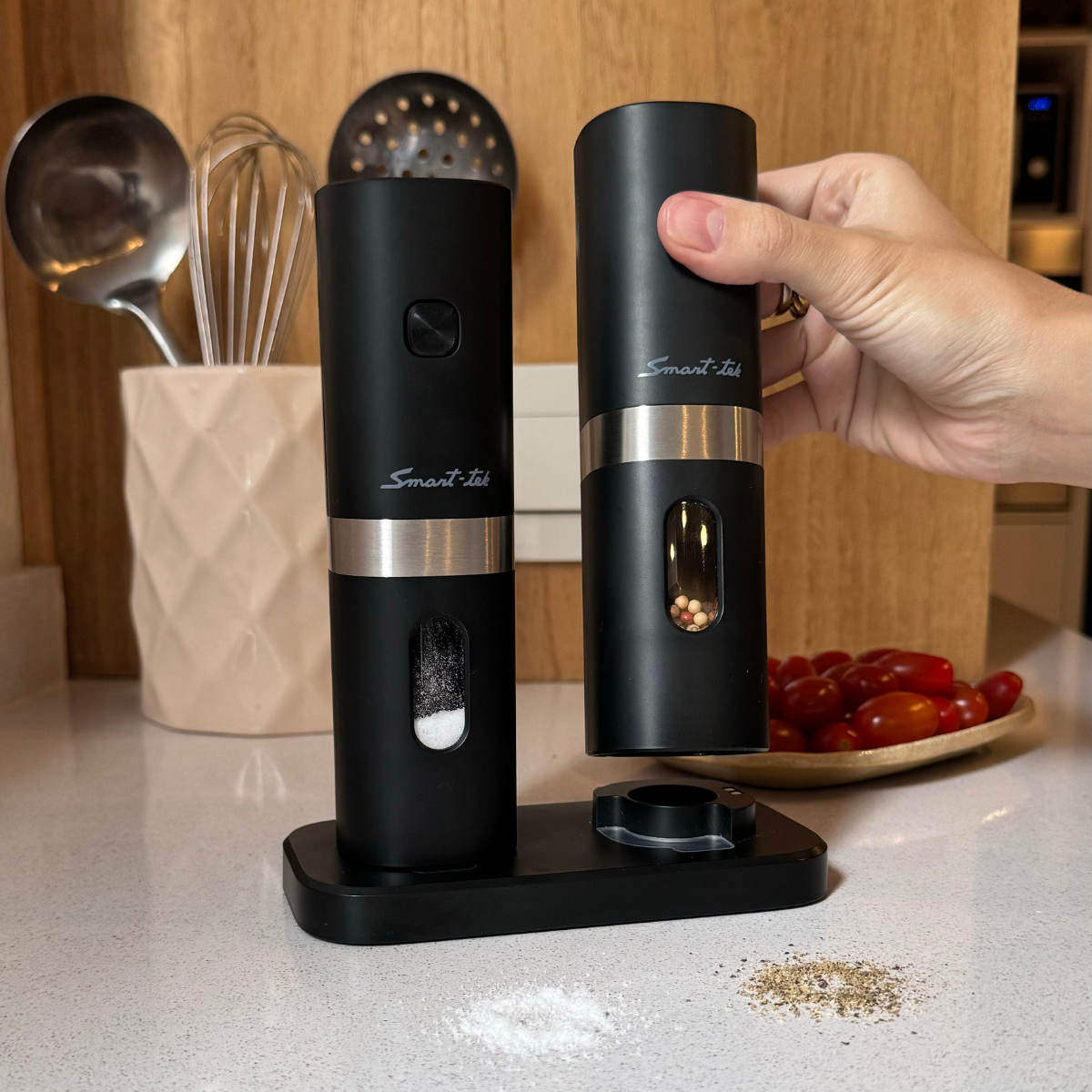 Juego de Molinillo eléctrico Salero Y Pimentero Recargable Por Usb
