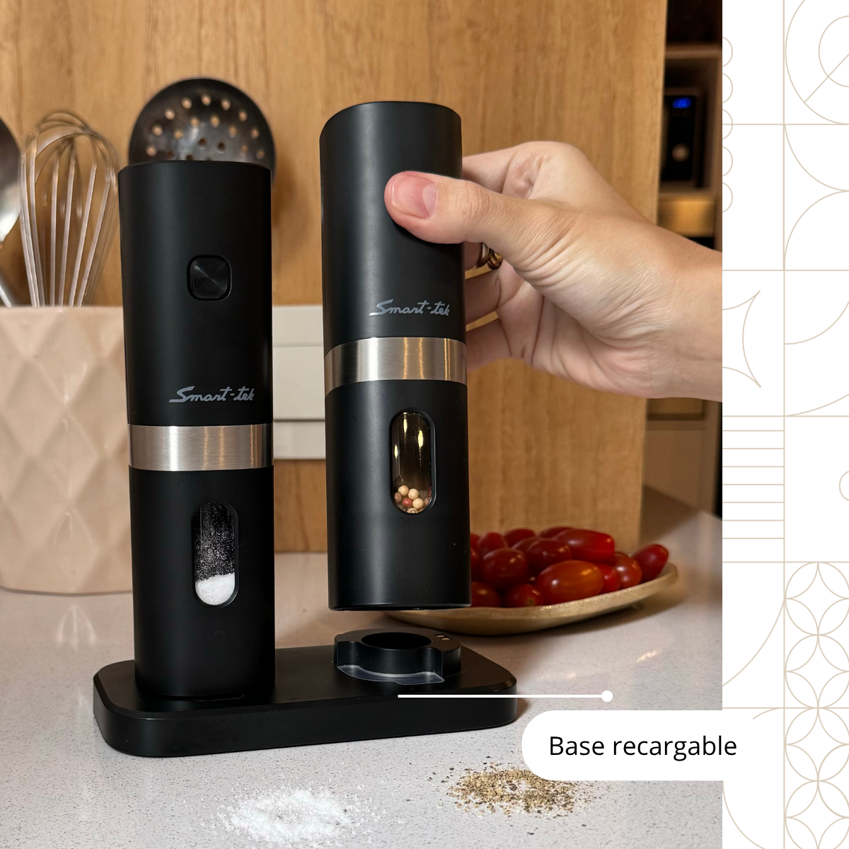 Juego de Molinillo eléctrico Salero Y Pimentero Recargable Por Usb