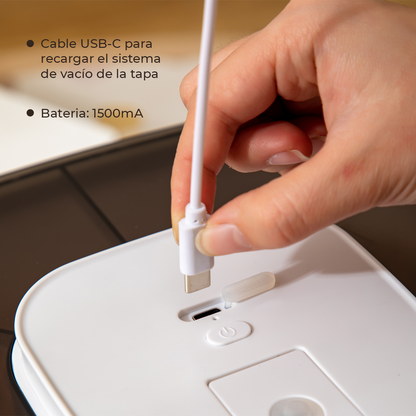 Contenedor Hermético de Alimento para Mascotas, con bomba de sellado al vacío - Azul