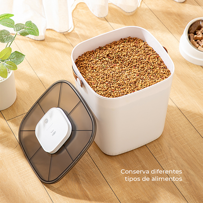 Contenedor Hermético de Alimento para Mascotas, con bomba de sellado al vacío - Celeste