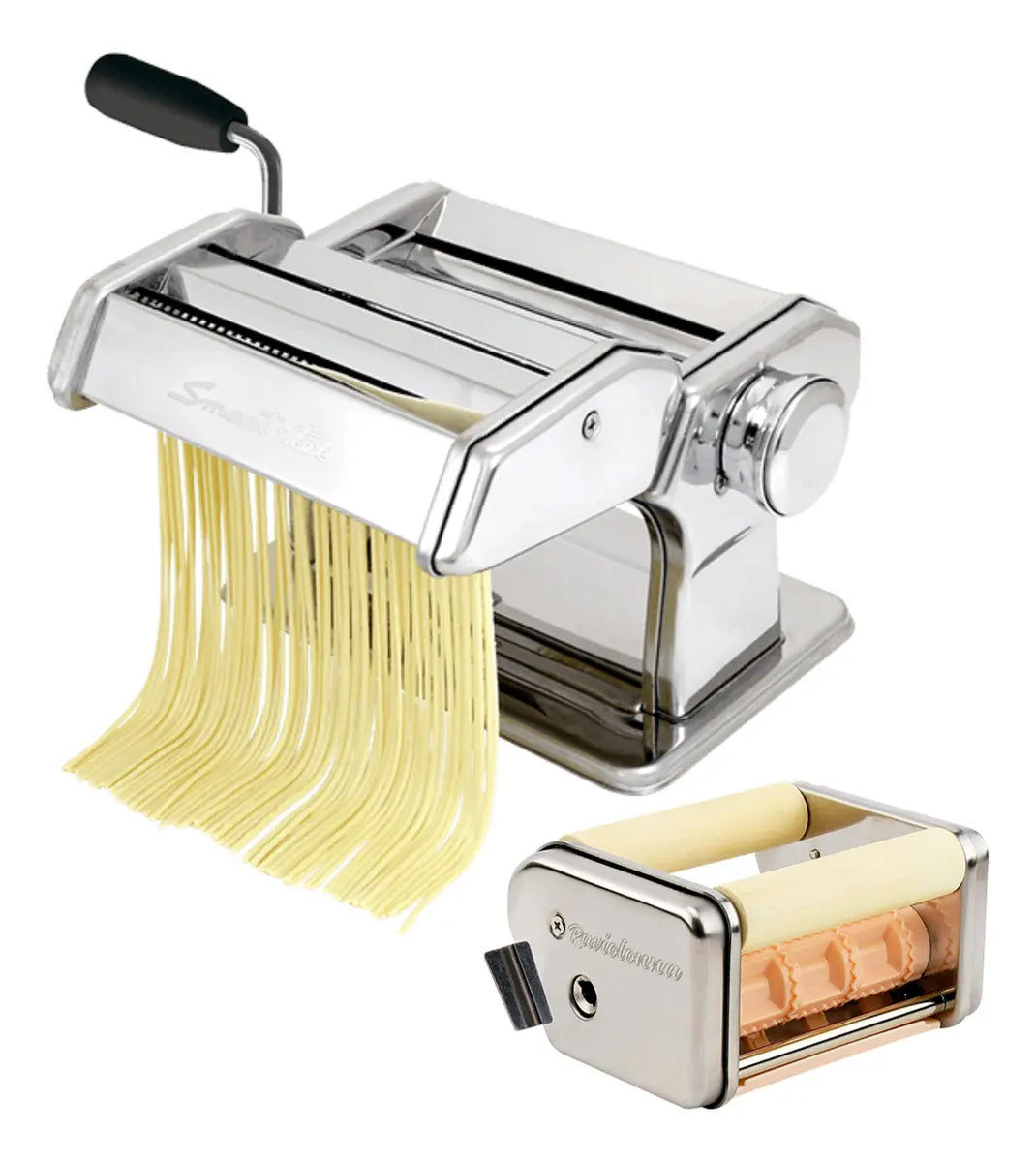 Fabrica Pastas Smart Tek + Raviolera Cortante Maquina Fideo Color Plateado